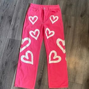 ❤️Pink medium heart pants 💖 Valentines Day size Medium